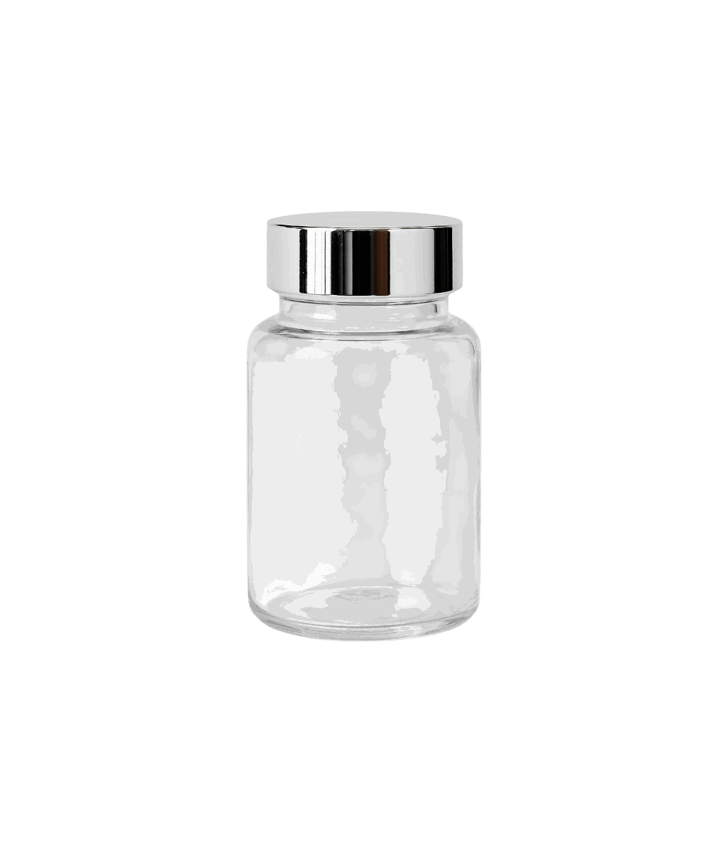 BOTOL KAPSUL 100ML : K7631 CLEAR (CAP SILVER)